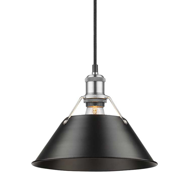 Luminaire suspendu conique à 1 lumière Weatherford, H 130 po x l 10 po x P 10 po, Noir, Étain