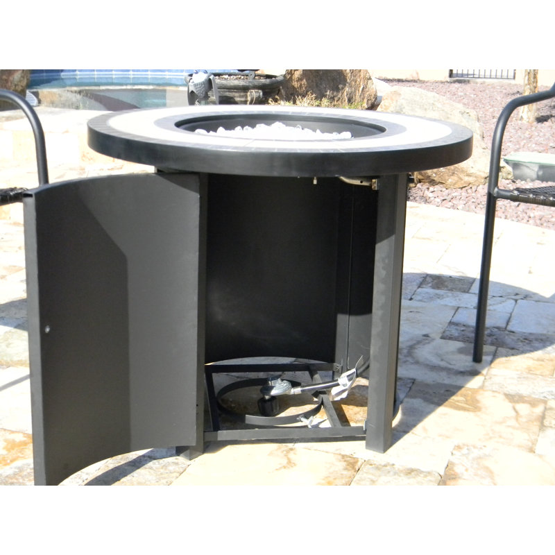 Jemale Round Steel Propane Smokeless Fire Pit Table with Hidden Fuel Tank