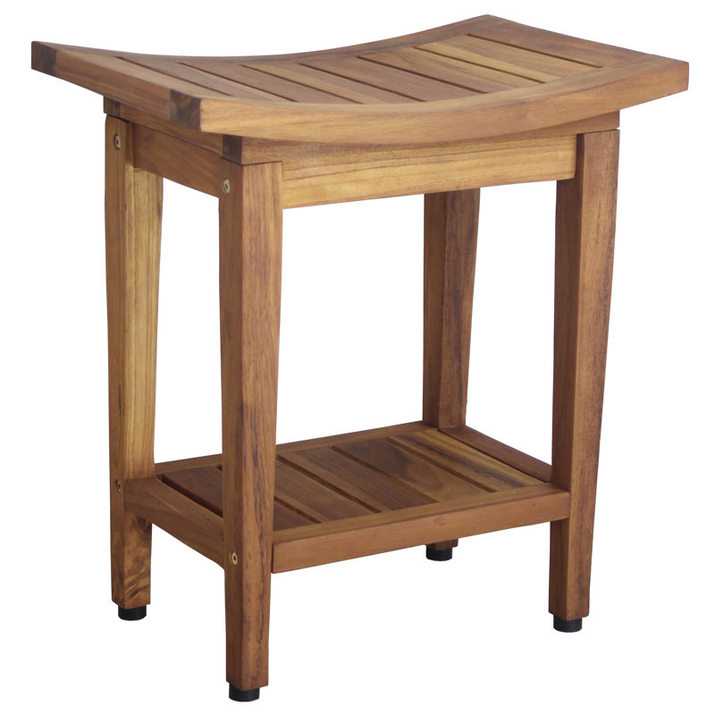 Maluku Manufactured Wood Shower Bench, 18" H x 18" W x 12" D