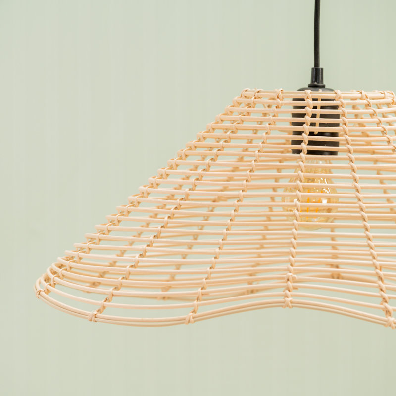 23cm H Rattan Round Pendant Shade ( Clip On ) in Beige