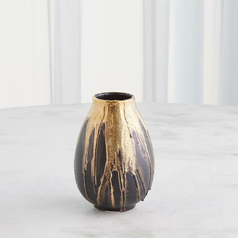 Cauldron Vase-Gold-Med, 8" H x 5.5" W x 5.5" D
