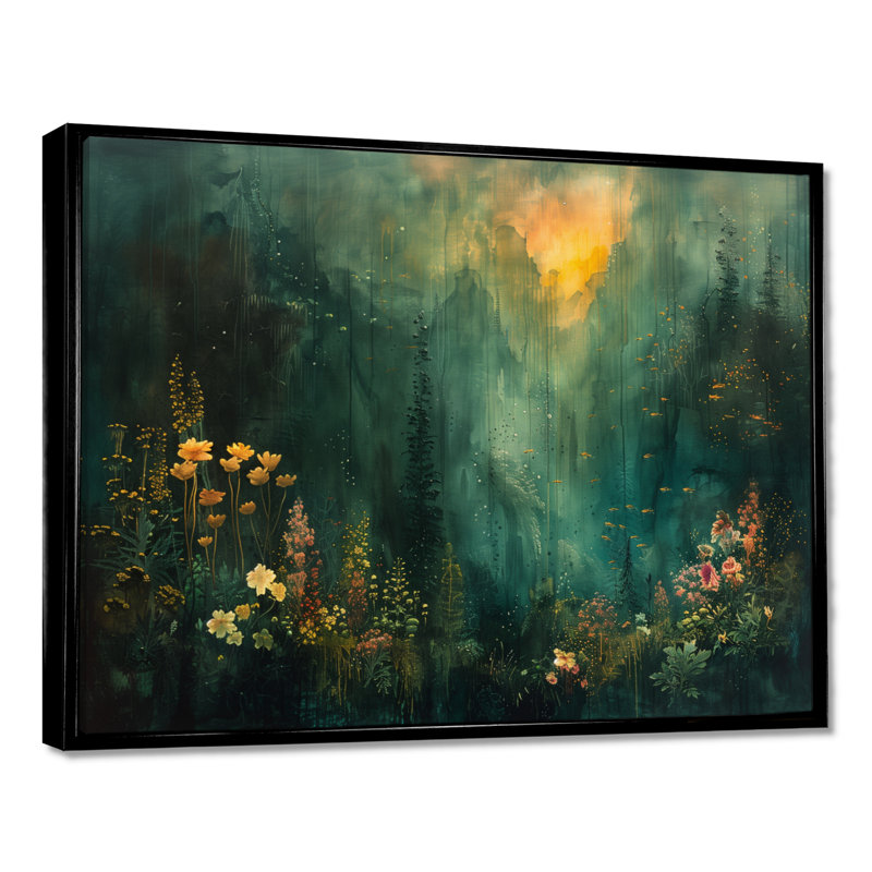 Forêt verte «Enchantment Forest», impressions encadrées, H 34 po x l 44 po, Toile avec cadre flottant, Noir