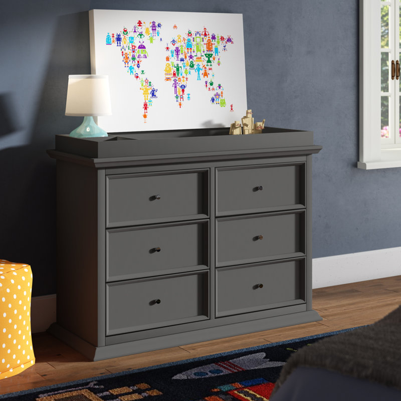 Commode 6 tiroirs Foothill, Gris patiné