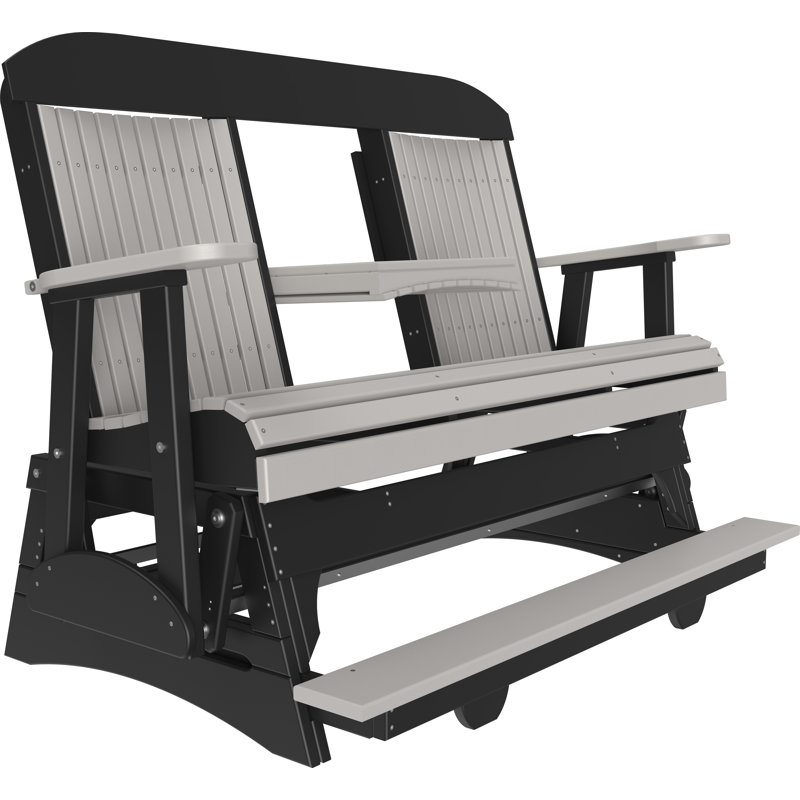 Banc d'extérieur coulissant en polywood, Gris/noir