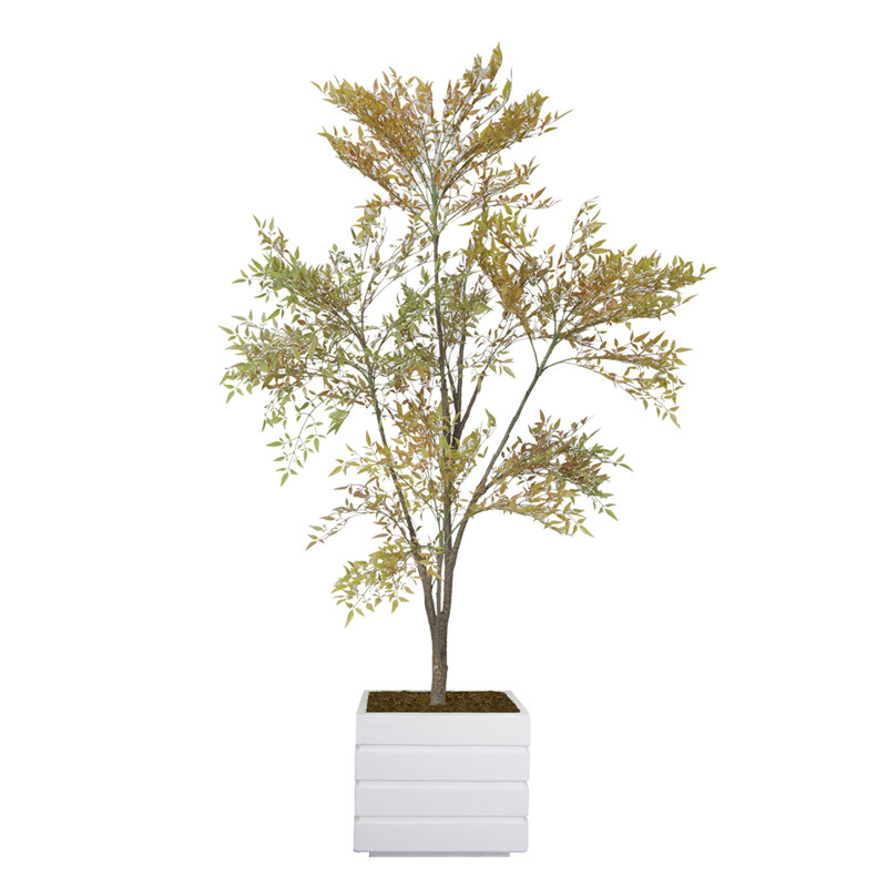 Bambou artificiel 76 po en pot, Blanc