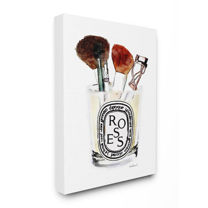 «Fashion Designer Makquillage Glass», art textuel, Toile tendue, H 40 po x l 30 po