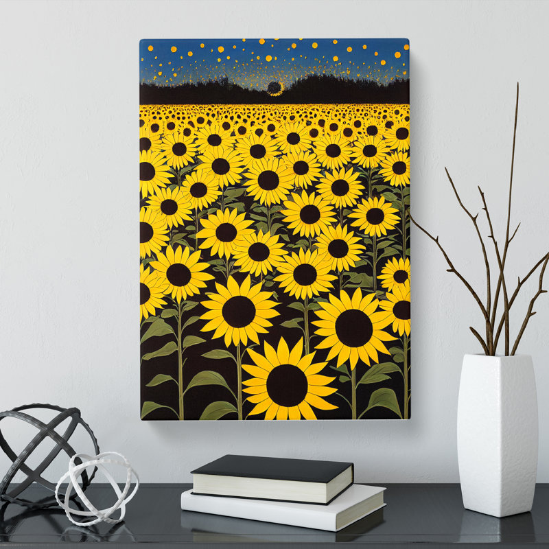 Villisca Sunflower Field Modern - Wrapped Canvas, 50cm H x 35cm W
