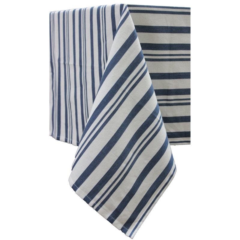 Nappe à rayures 100% coton Wilson, Bleu, L 108 po x l 60 po