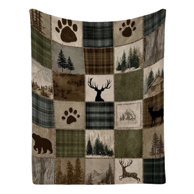 Rustic Forest Flannel Throw Blanket with Woodland Charm