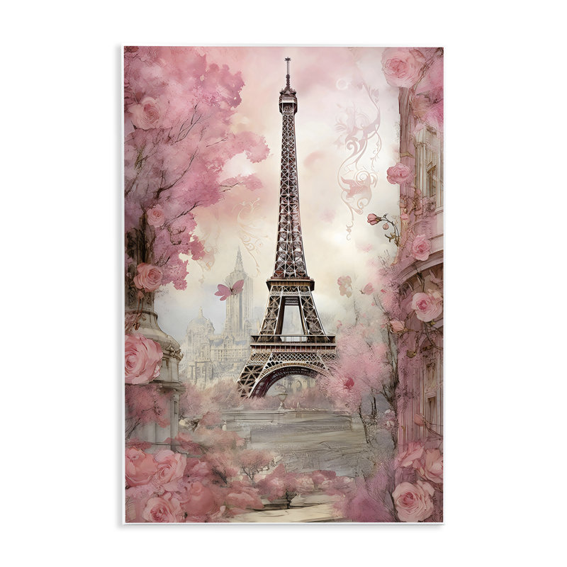 Plaque murale Paris City View in Bloom, design by Creative Studio, H 19 po x l 13 po