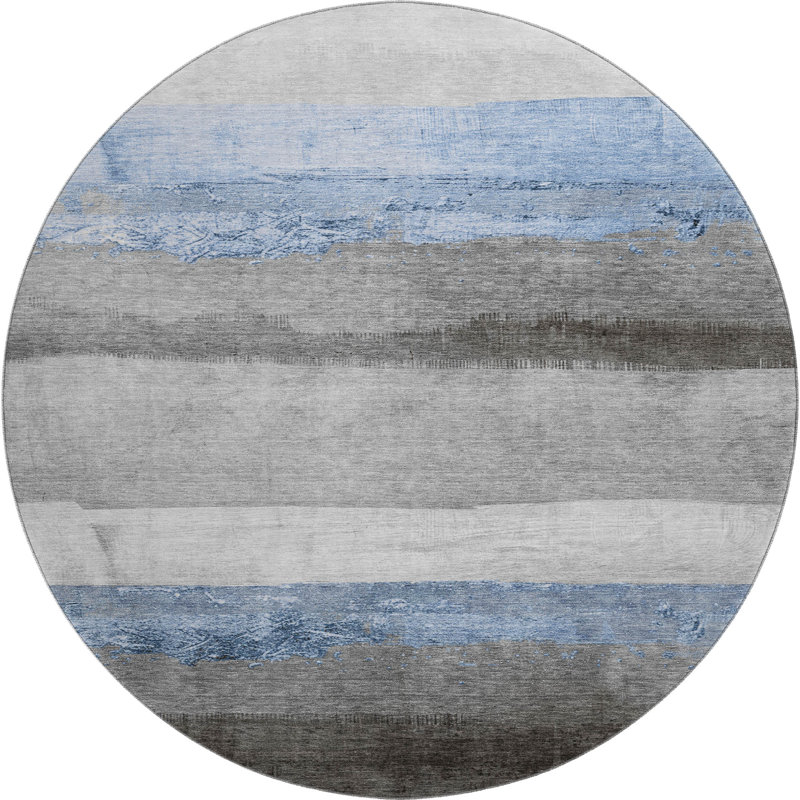 Premium Machine Washable Bennette AMF1883 Stripes Rug, Round 8'