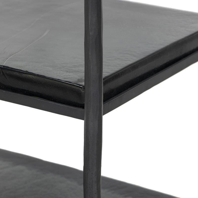 Teagan Bar Cart-Smoked Black Cast Glass