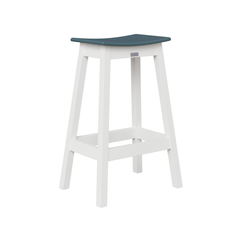 Berlin Gardens Saddle Bar Stool, White/Slate, 24.5
