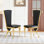 Ensemble de chaises de salle à manger de 43 po de hauteur, pieds de gourde en acier inoxydable doré de luxe moderne, assise rembourrée en cuir de première qualité 