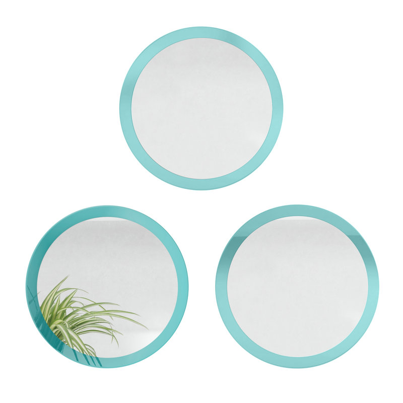 Colver Engineered Wood Flat Wall Mirror, High-Gloss Petrol