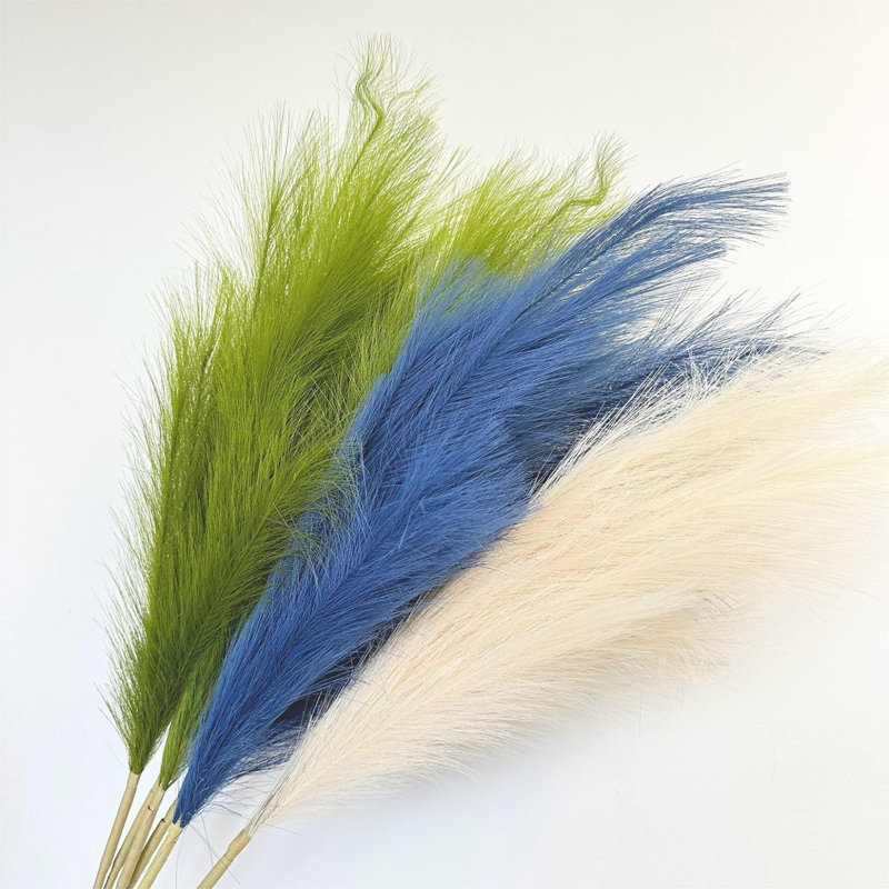 Silk Pampas Grass Arrangement, Green/Blue/Beige, 43"H x 8"W