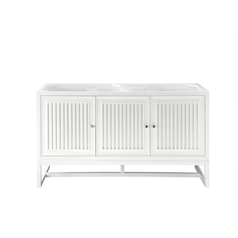 Base de meuble-lavabo double 60 po Athens, Blanc lustré