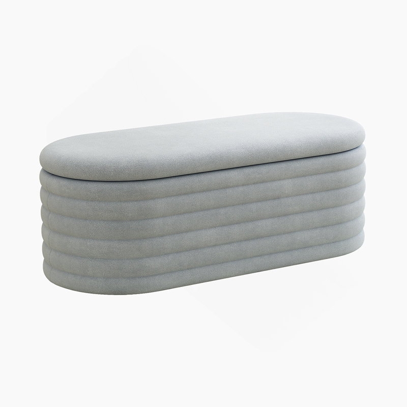 Banc de rangement en chenille avec repose-pieds et banc de rangement rembourré en tissu avec charnière de sécurité pour la chambre à coucher, le salon, le vestibule et le placard (40 po, gris clair)