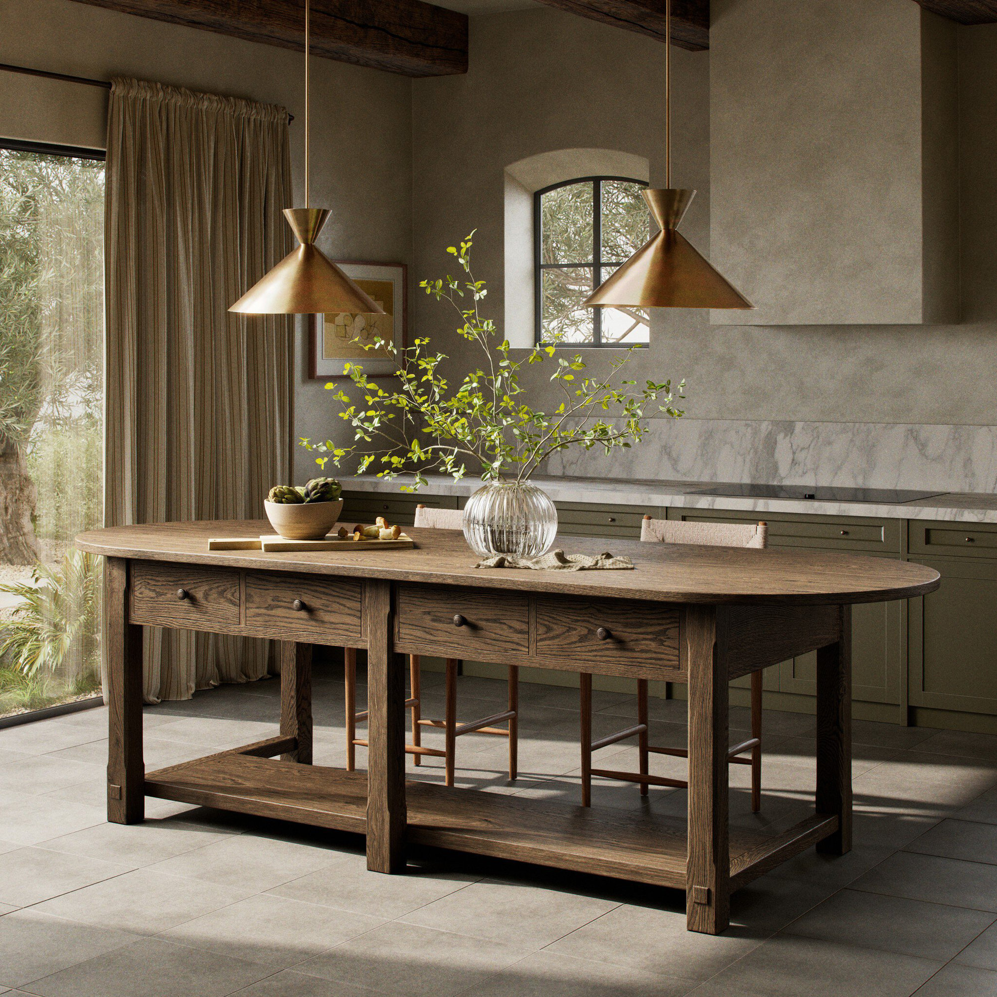 Elise Kitchen Island, Spiced Oak