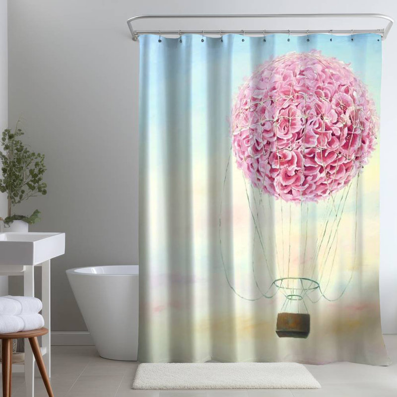Floral – Polyester Shower Curtain, Dye Sublimation Print, 71" W × 74" L
