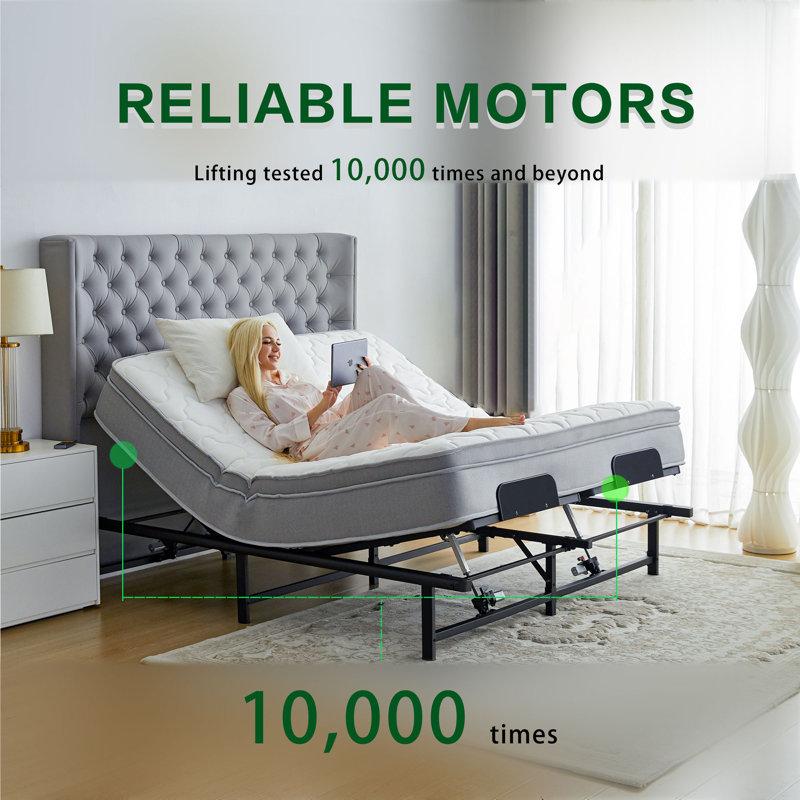 Head Quick Assembly Adjustable Bed Frame with Remote Control, Split Queen