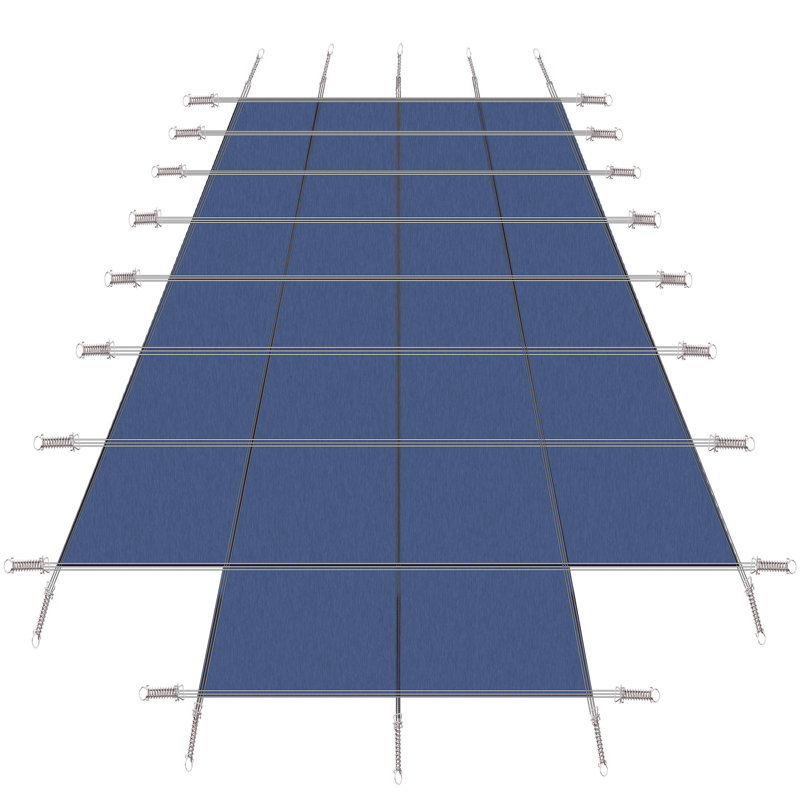 Premium 18X36ft Rectangular Inground Pool Safety Cover With 4X8ft Step, Blue Mesh, Blue