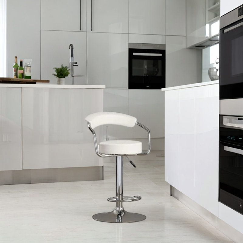 Tabouret réglable Majorie, Blanc / Blanc