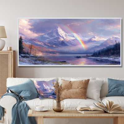 Arc-en-ciel et les montagnes enneigées I - art mural arc-en-ciel