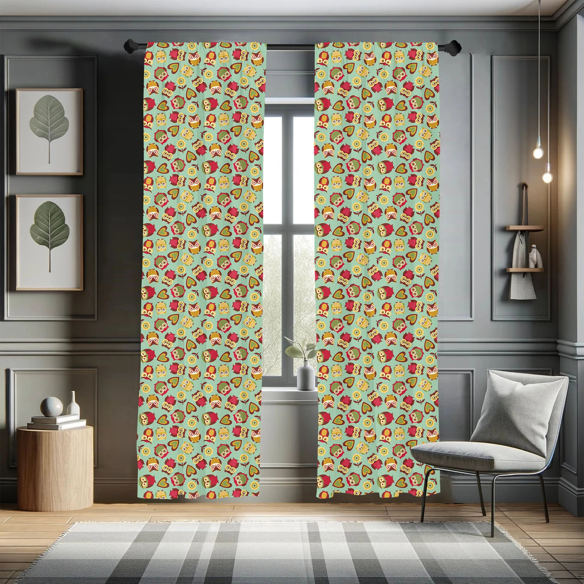 East Urban Home Owls 2 Panel Curtain Set, Cheerful Childhood Theme ...