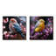 «Pink Bird In Winter Charm I», ensemble de 2 carrés d'art mural en métal-71236548