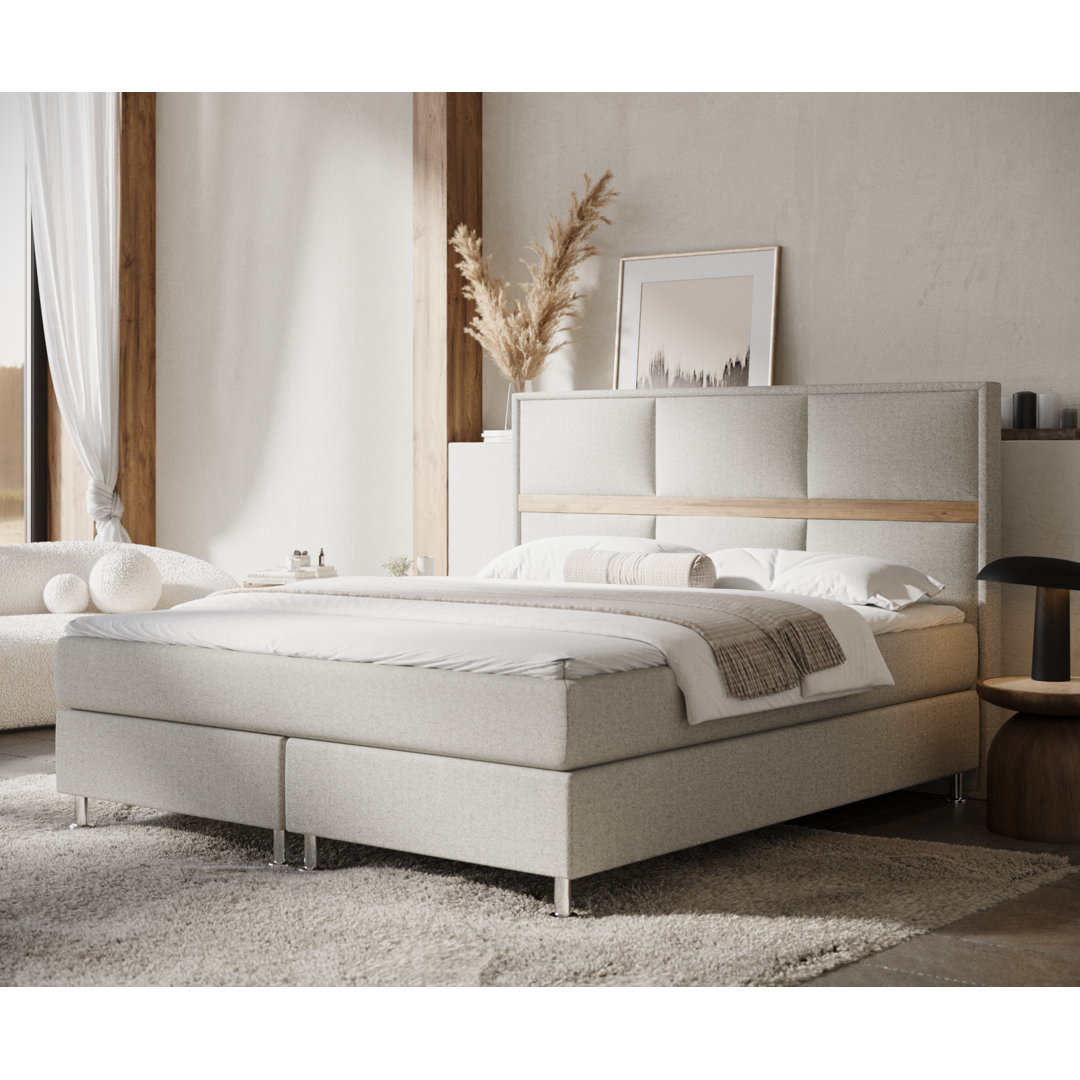 Echtes Boxspringbett Nesline mit Zwei Matratzen und Topper