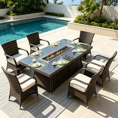 6 - Person Patio Dining Set with Rectangular Table , Cushions Included