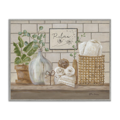 «Uplifting Bathroom Spa Relax Scene», estampe numérique encadrée par Pam Britton