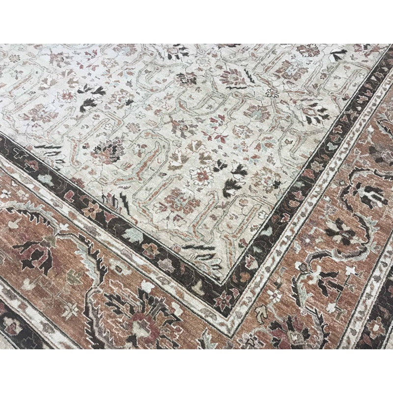 Tapis doré et rouille de haute qualité noué à la main