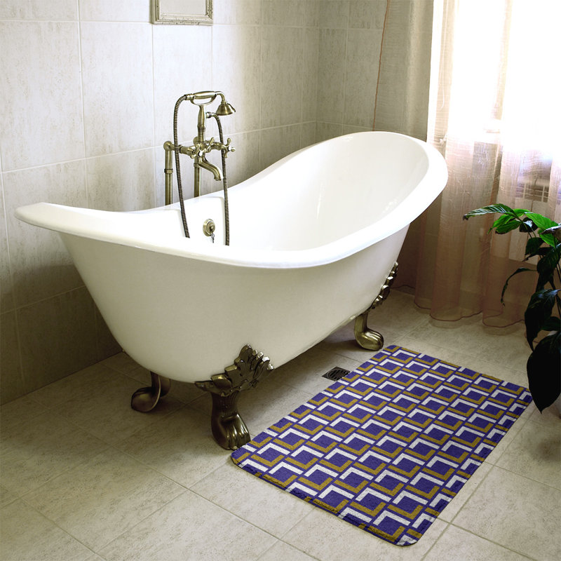 Tapis pour salle de bain Baltimore, l 17 po x L 24 po, Mauve / or métallique / blanc