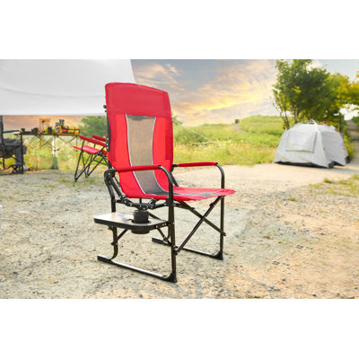 Heavy-Duty Oversized Portable Folding Camping Chair with Side Table & Storage Pocket