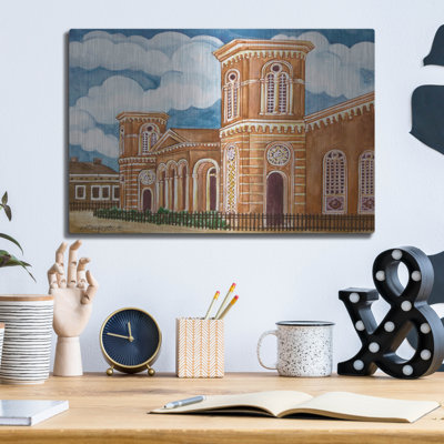 Art mural en métal Winston Porter «Synagogue Wiznitz Extérieur» par Andrea Strongwater