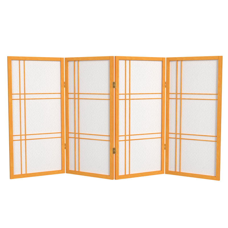 Keitez 3 ft. H Short Folding Shoji Screen, Honey, 4