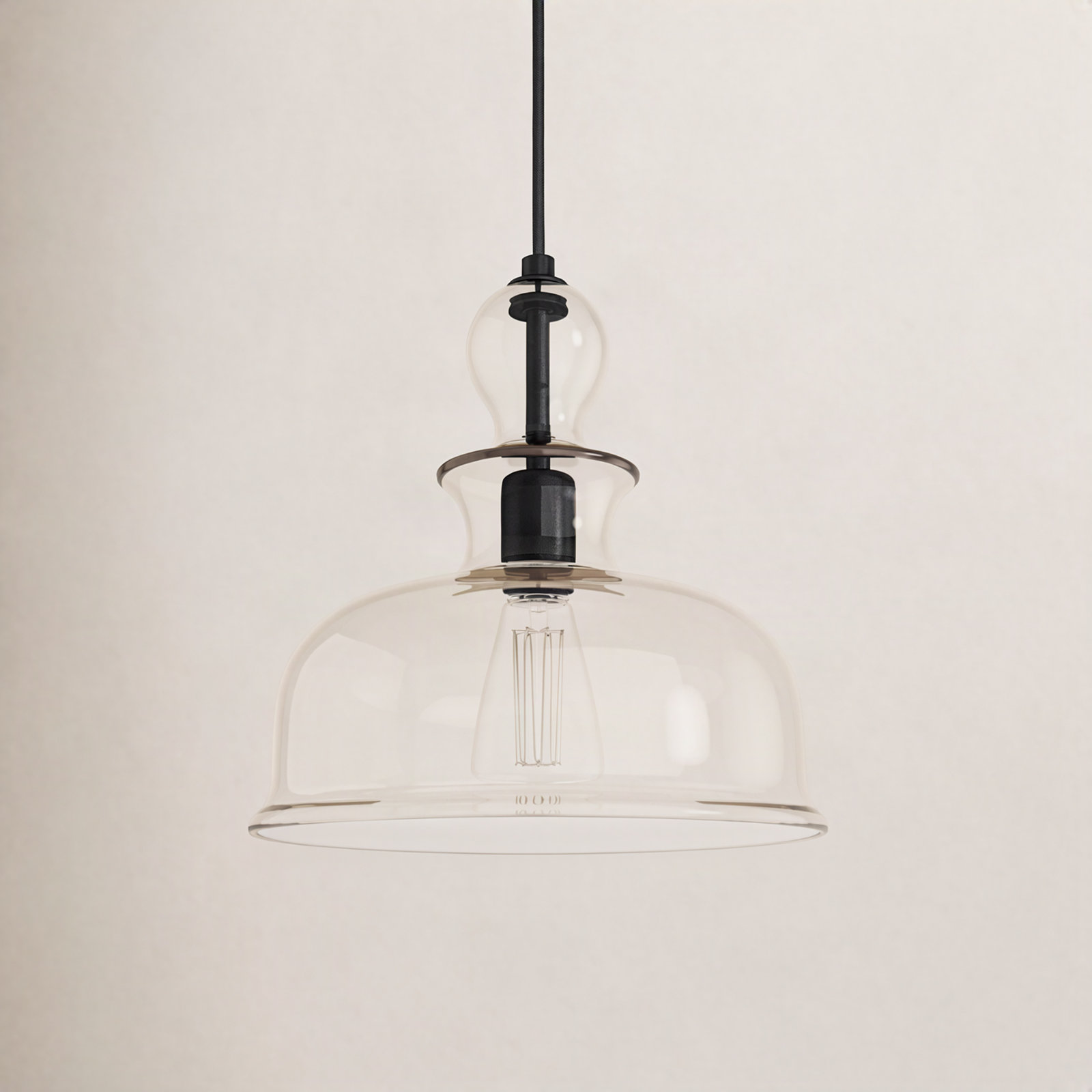 Tilden Single Light Glass Dimmable Pendant, Antique Bronze, Champagne