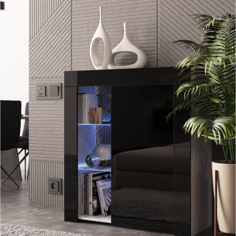 Camargue 85cm Sideboard, White/Black, Included