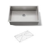 Strive 29" L x 18-5/16" W x 9-5/16" Under-Mount Medium Single Bowl Kitchen Sink with Basin Rack