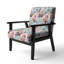 Fauteuil d'appoint rembourré bleu et rose avec pivoines et fleurs I