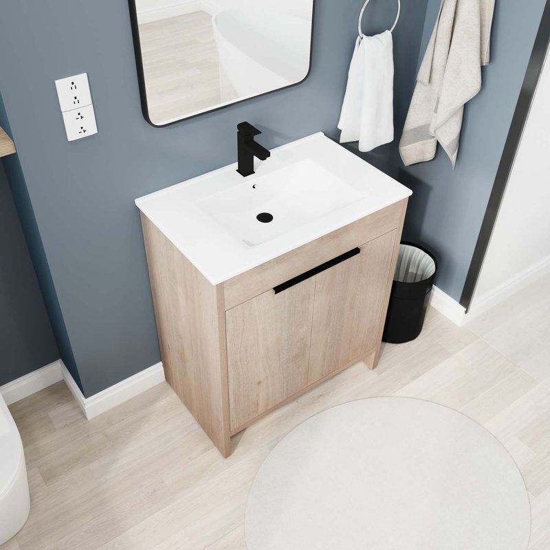 Meuble-lavabo simple avec plateau Autis 30, Blanc