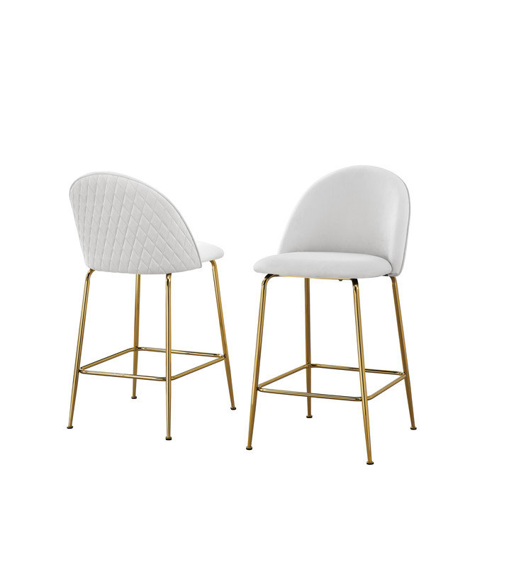 Chaises en faux cuir blanc (24 po) avec base dorée