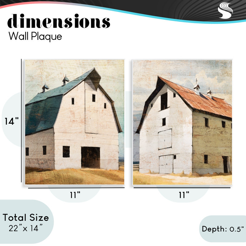 Ensemble de 2 plaques murales Rustic Big Barns, design par Susan Jill