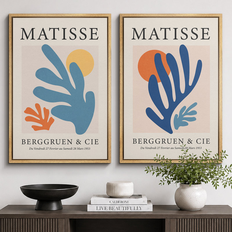 Oeuvre d'art classique "Henri Matisse Berggruen And Cie, H 24 po x l 32 po x P 1,5 po, Brun