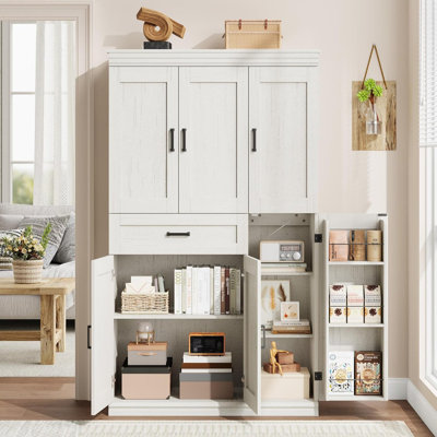 70" Tall Kitchen Pantry Cabinet – Modern Storage with Doors, Shelves & Large Drawer for Dining Room