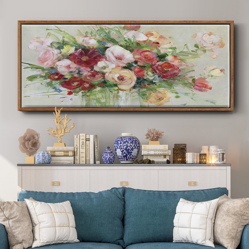Just Peachy- Framed Canvas, 12" H x 30" W