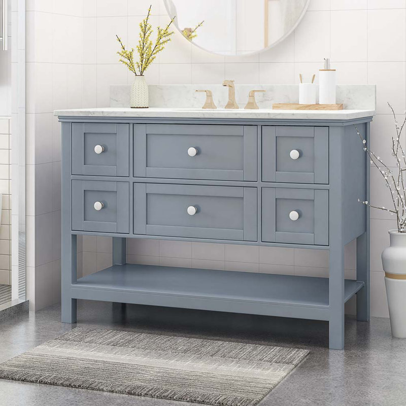 Ensemble de meuble-lavabo simple 49 po avec plateau Razeena, Gris