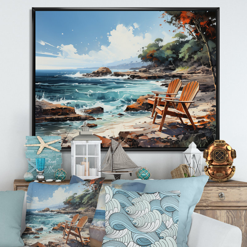 Rocky Beachside III, reproduction d'art sur toile, H 12 po x l 20 po x P 1 po, Cadre flottant noir